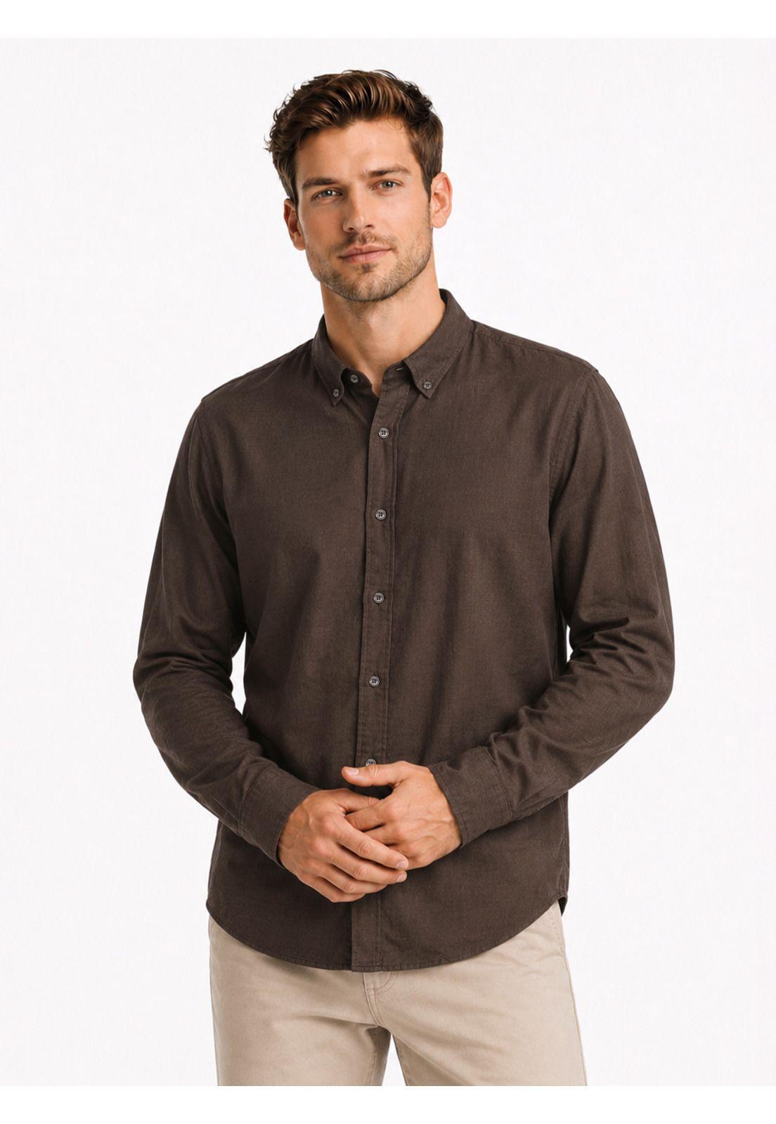 Camisa Lino Algodón Regular Fit Café Arrow CM34051CA-4