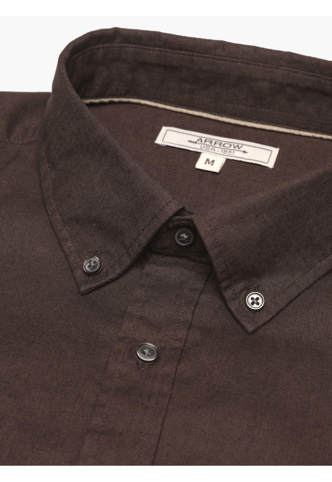 Camisa Lino Algodón Regular Fit Café Arrow CM34051CA-6