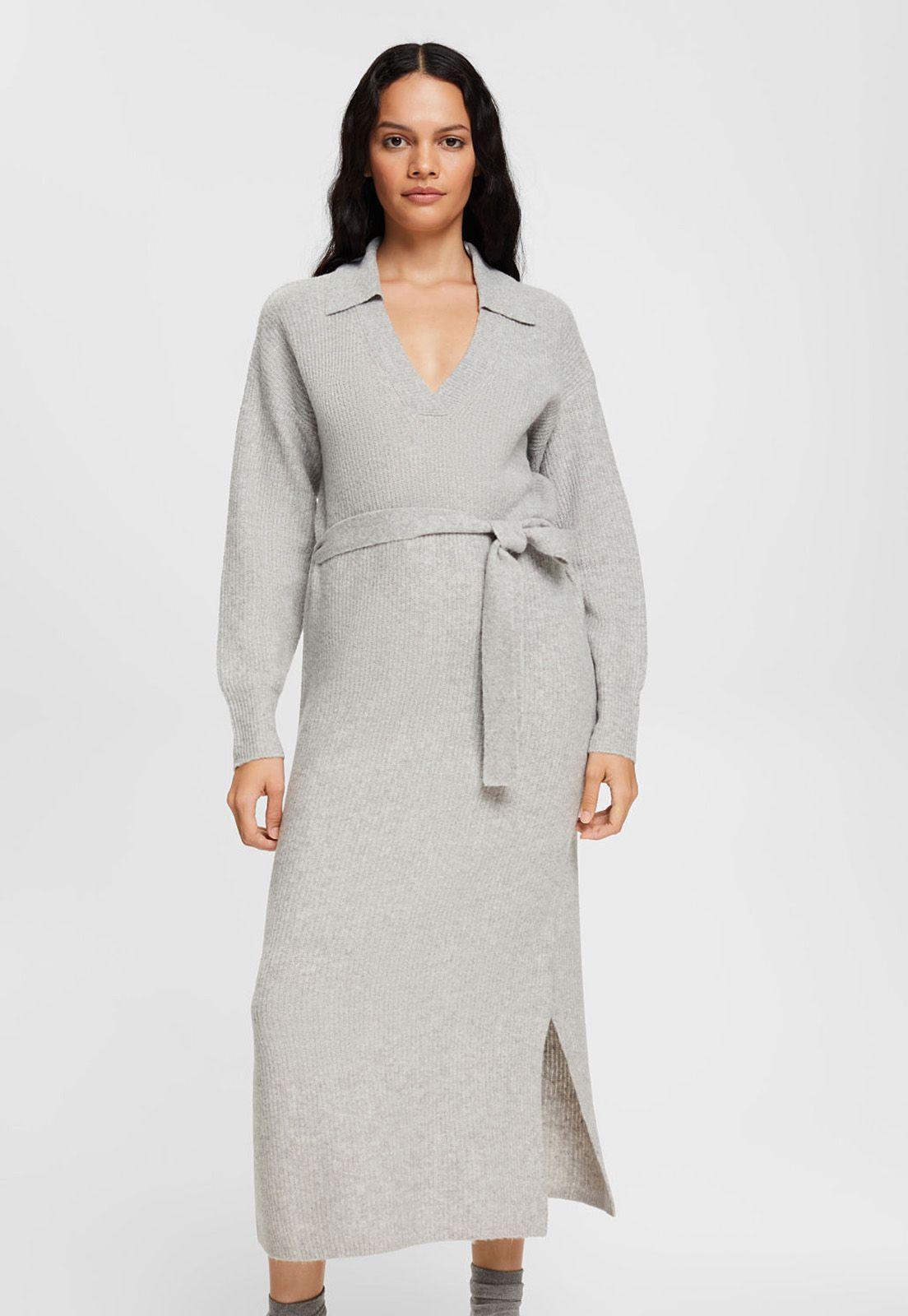 Vestido Midi Con Cinturón Mujer Esprit-0