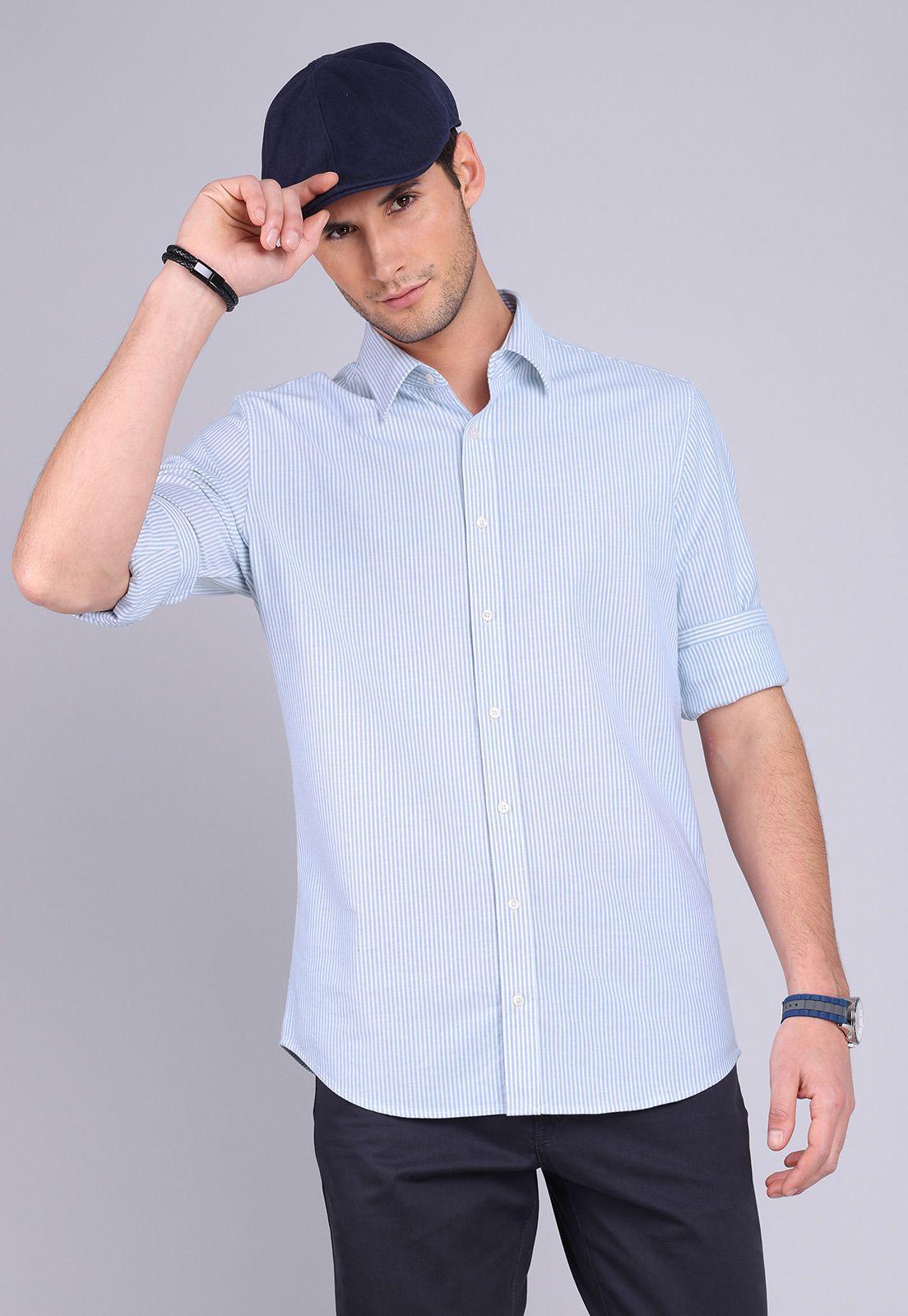 Camisa Oxford Spandex Manga Larga Arrow-4