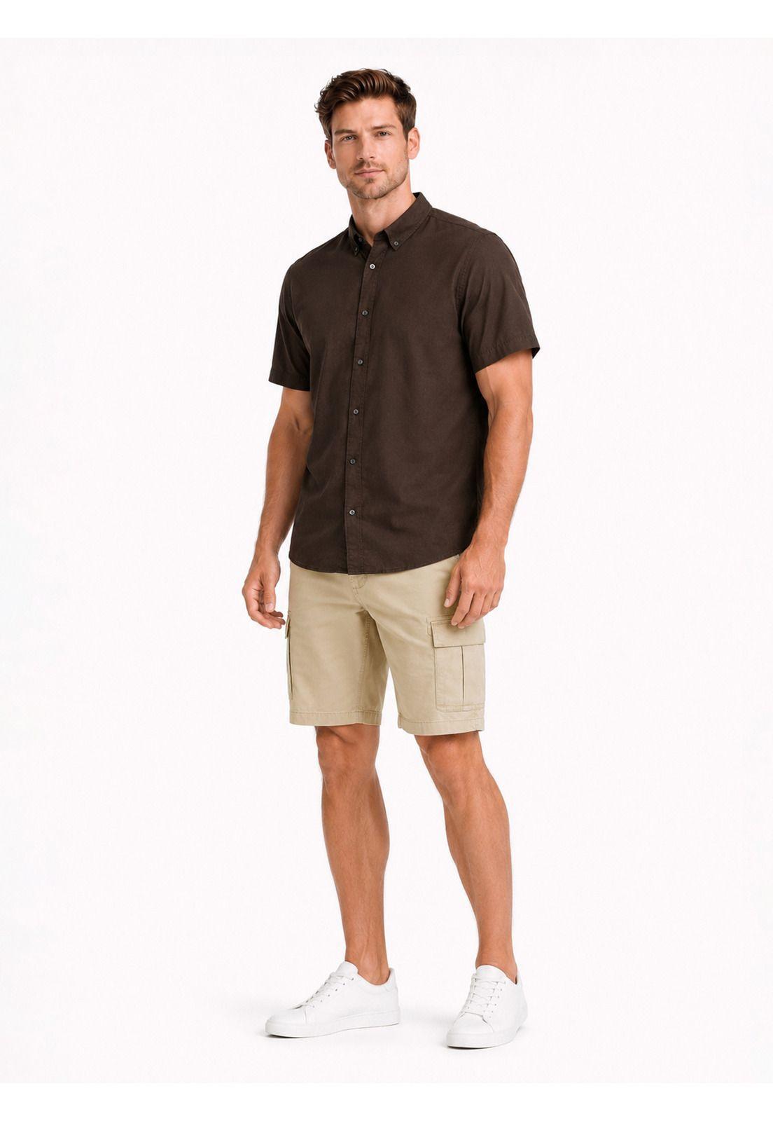 Camisa Lino Algodón Regular Fit Café Arrow CM34060CA-3