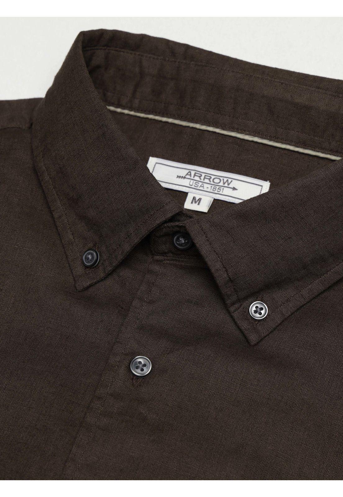 Camisa Lino Algodón Regular Fit Café Arrow CM34060CA-4