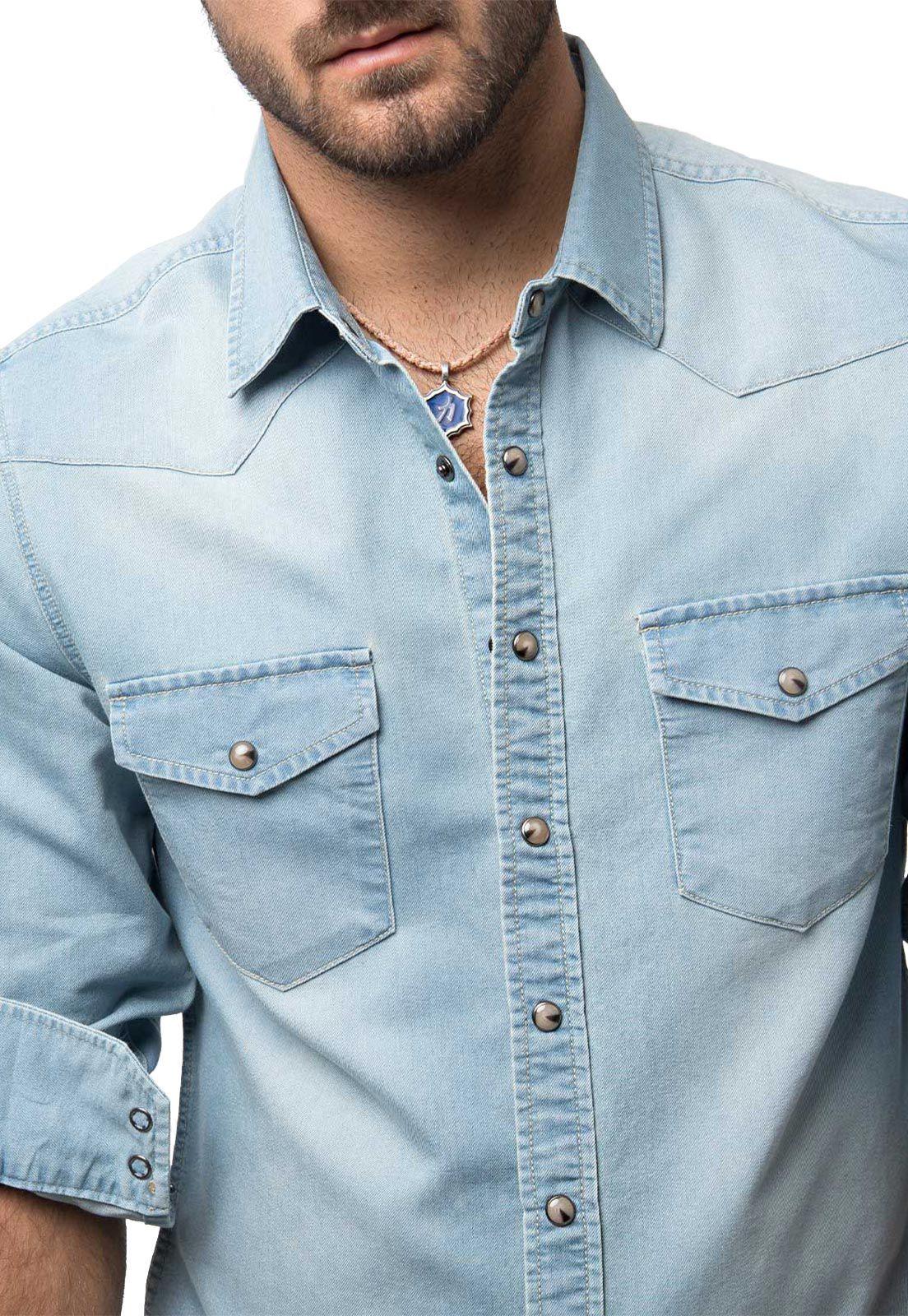 Camisa Denim Manga Larga Celeste Soviet-2