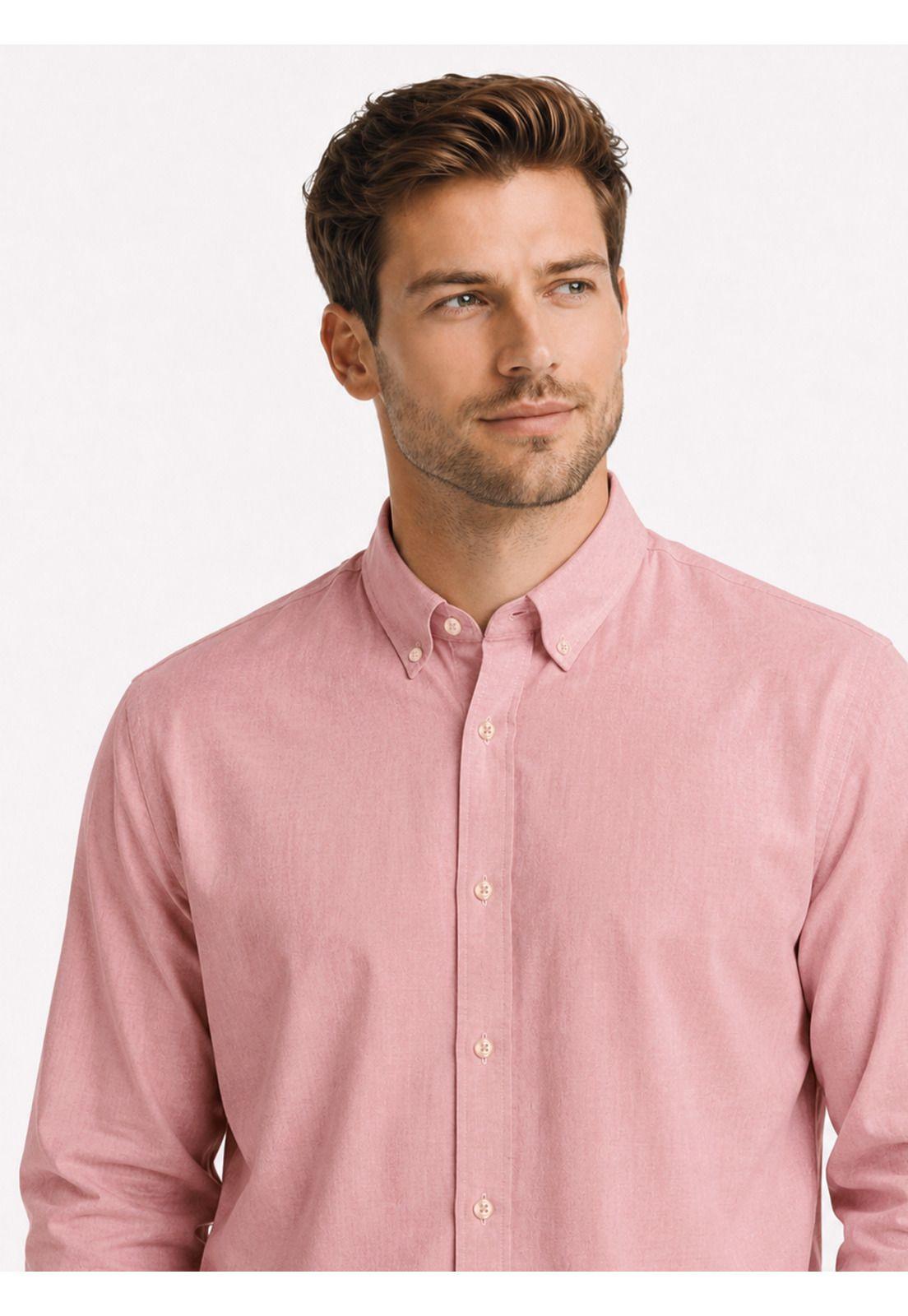 Camisa Oxford Spandex Regular Fit Rosado Arrow CM34001RD-2