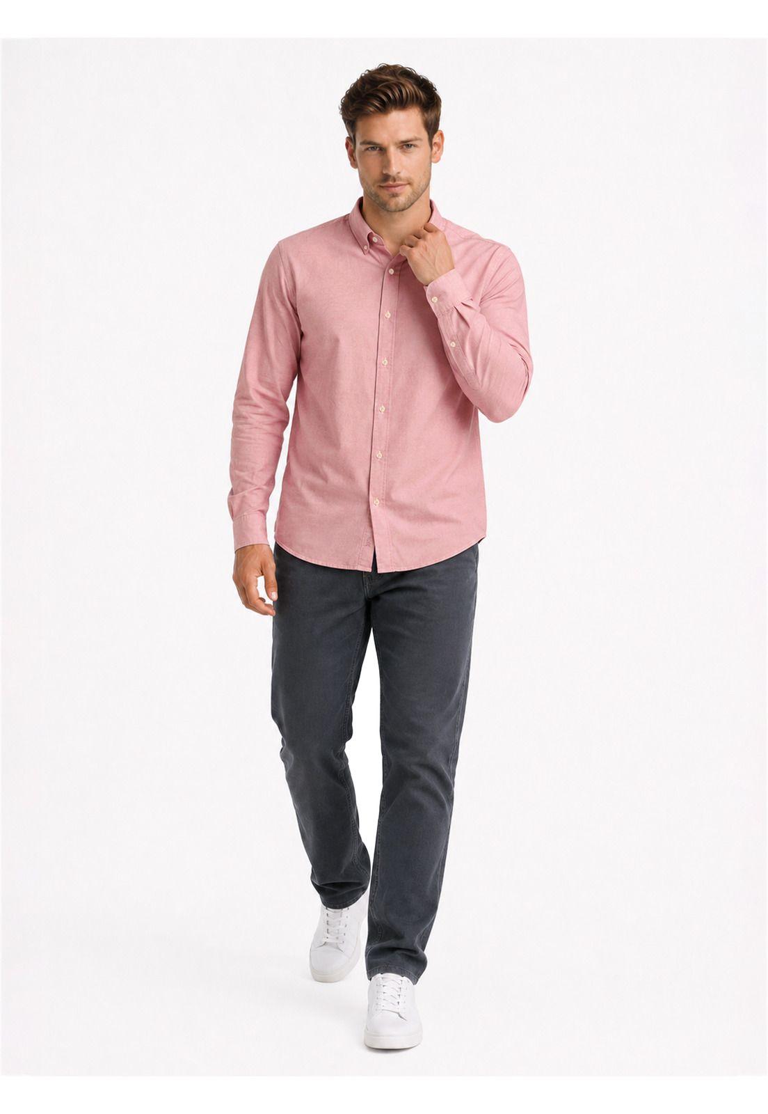 Camisa Oxford Spandex Regular Fit Rosado Arrow CM34001RD-3