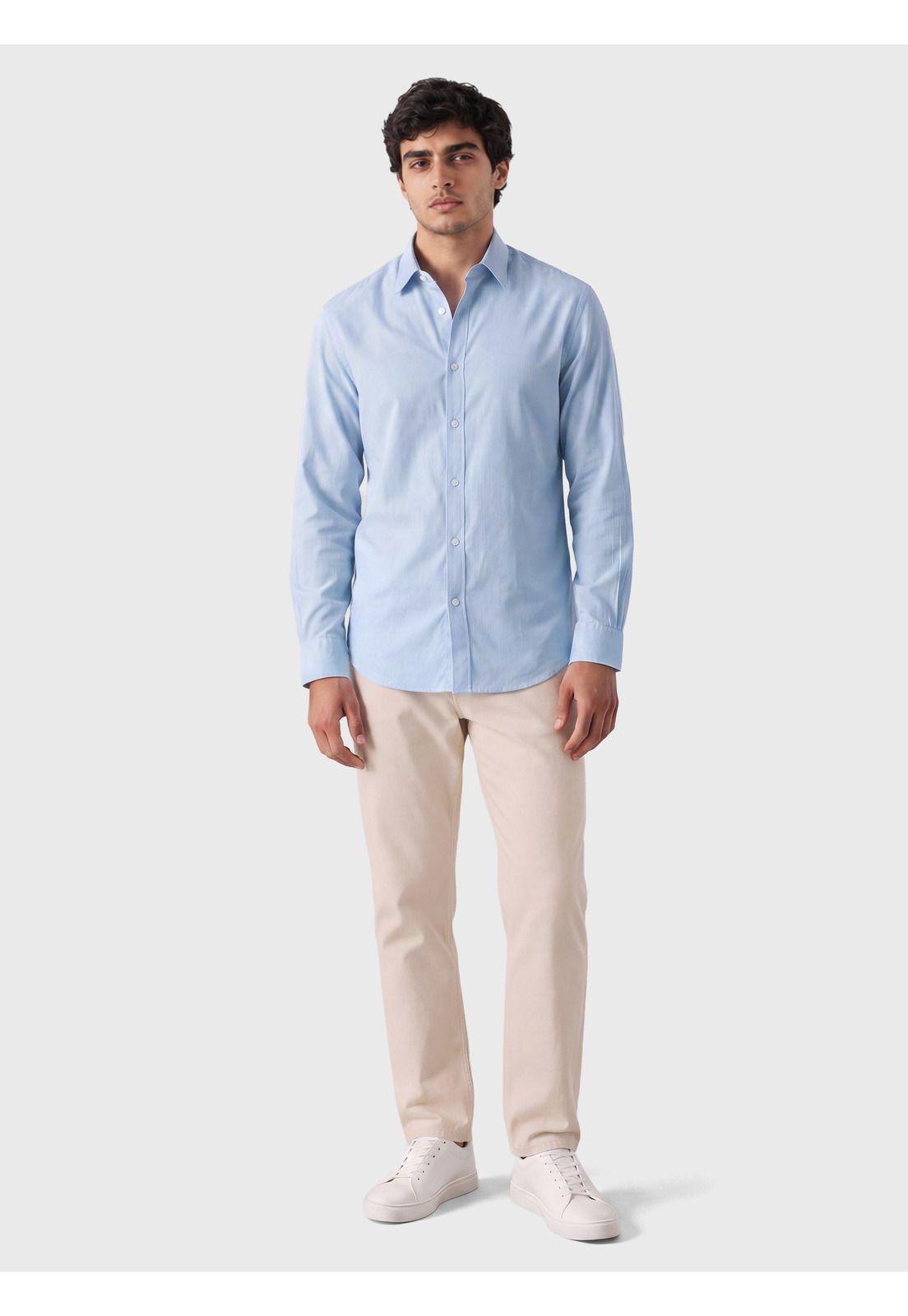 Camisa Lisa Spandex Slim Fit Celeste Arrow CMI3411CE-3