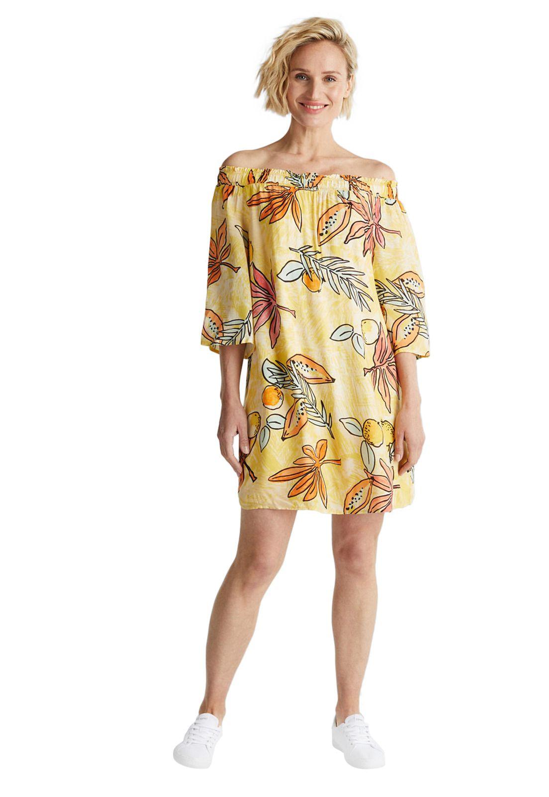 Vestido estampado sin hombros-0