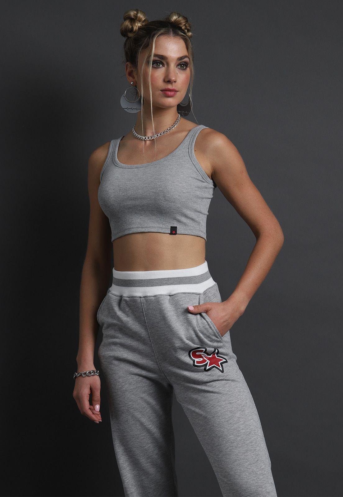 Polera Top Cuello Redondo Mujer Soviet SPO1626GR-2