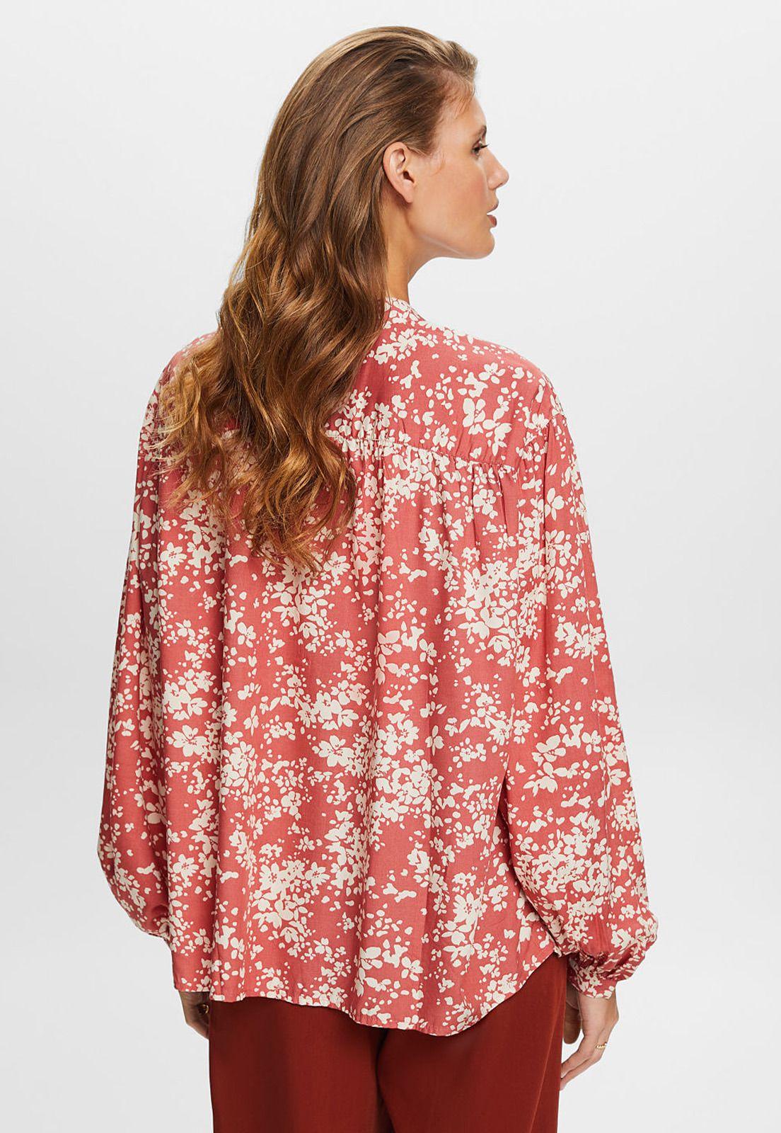 Blusa cuello alto y mangas anchas estampada Mujer Esprit-1
