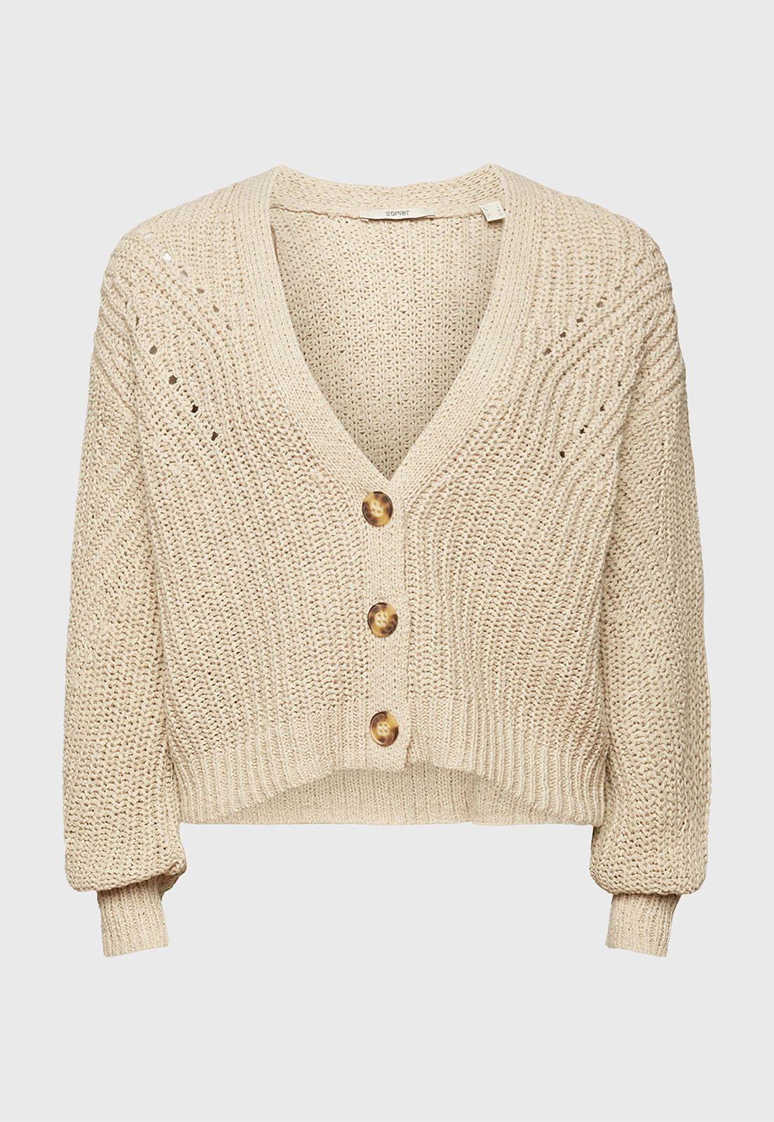 Cárdigan De Punto Holgado Mujer Esprit Naranja-3