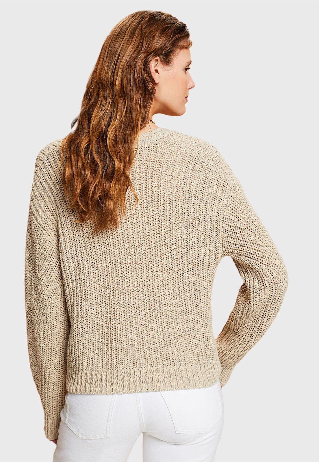 Cárdigan De Punto Holgado Mujer Esprit Naranja-1