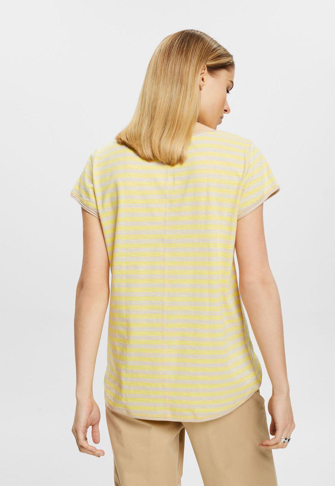 Polera De Rayas Con Borde Enrollado Mujer Esprit Naranja-1