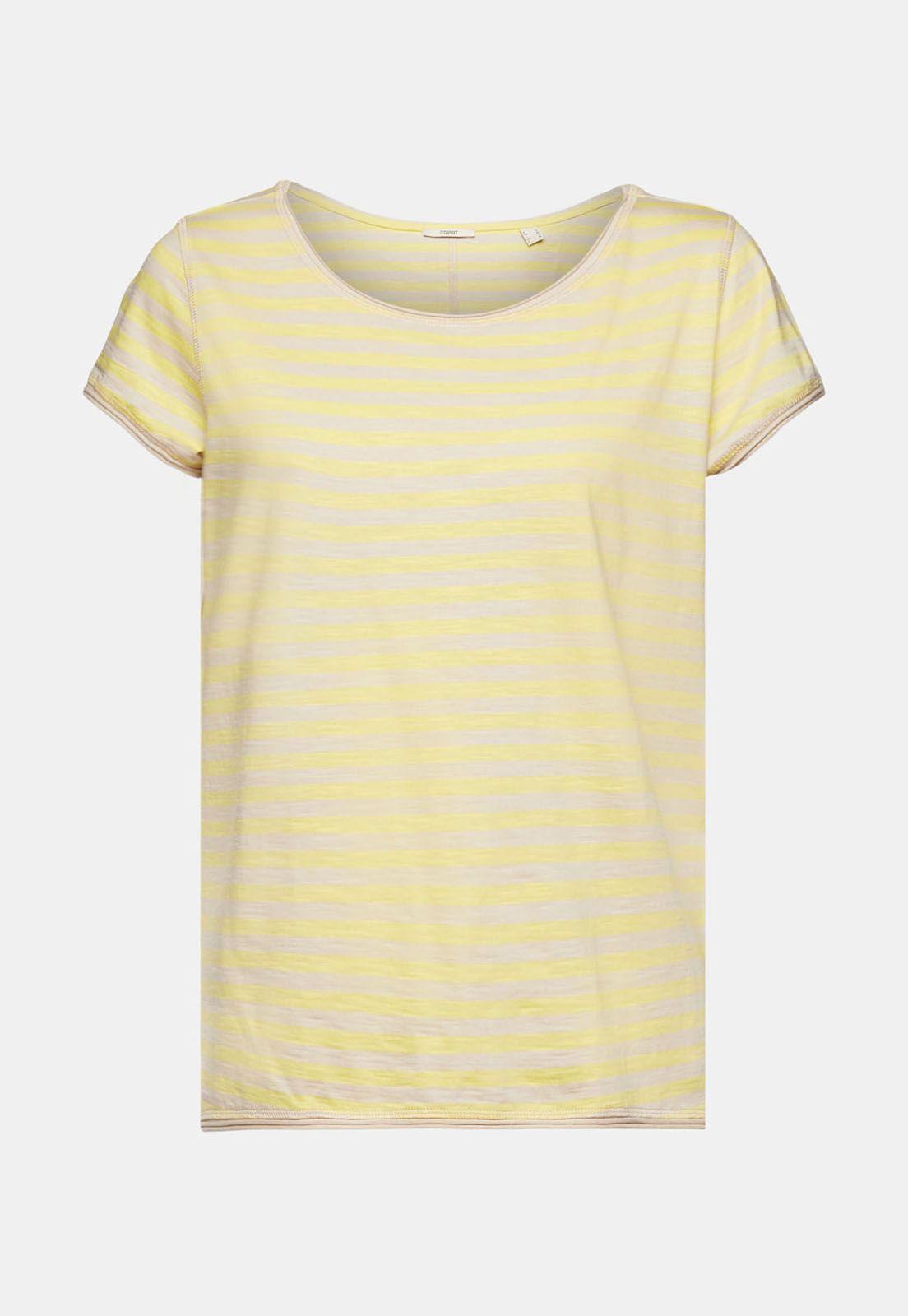 Polera De Rayas Con Borde Enrollado Mujer Esprit Naranja-3