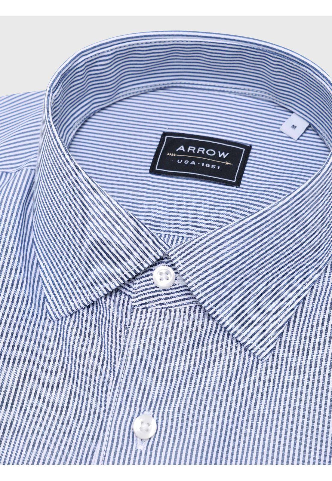 Camisa A Rayas Slim Fit Azul Arrow CMI3332AZ-4