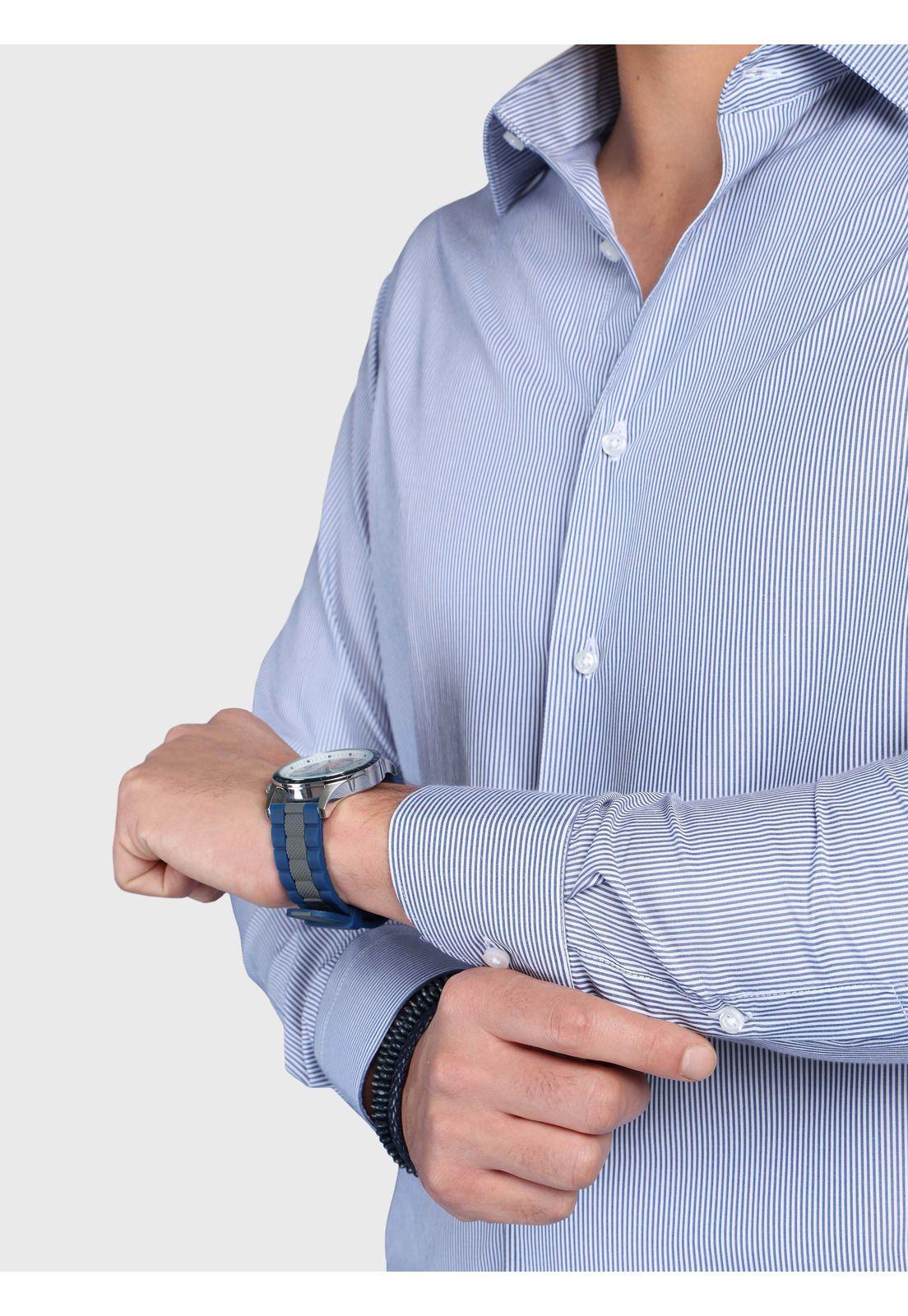 Camisa A Rayas Slim Fit Azul Arrow CMI3332AZ-5