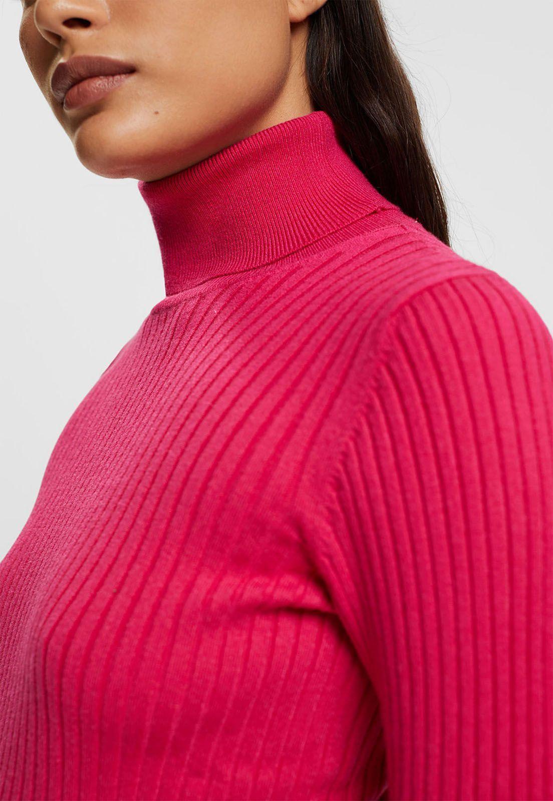 Sweater De Canalé Con Cuello Alto Mujer Esprit-2