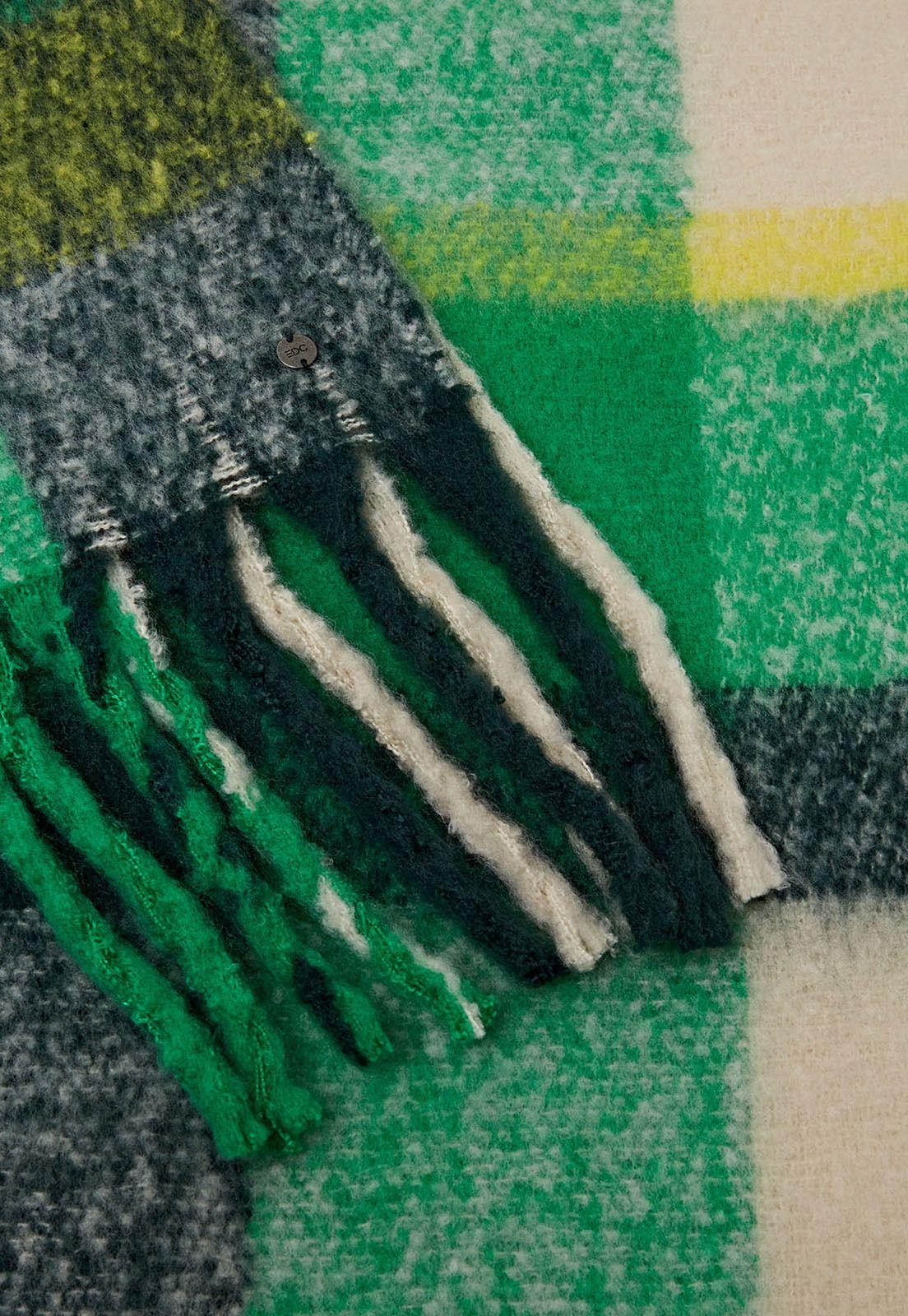 Bufanda con estampado de cuadros y flecos Mujer Esprit-2