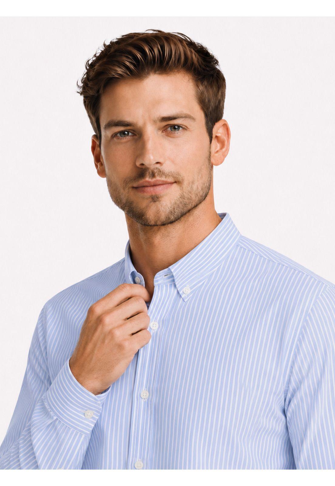 Camisa A Rayas Regular Fit Celeste Arrow CM34012CE-2
