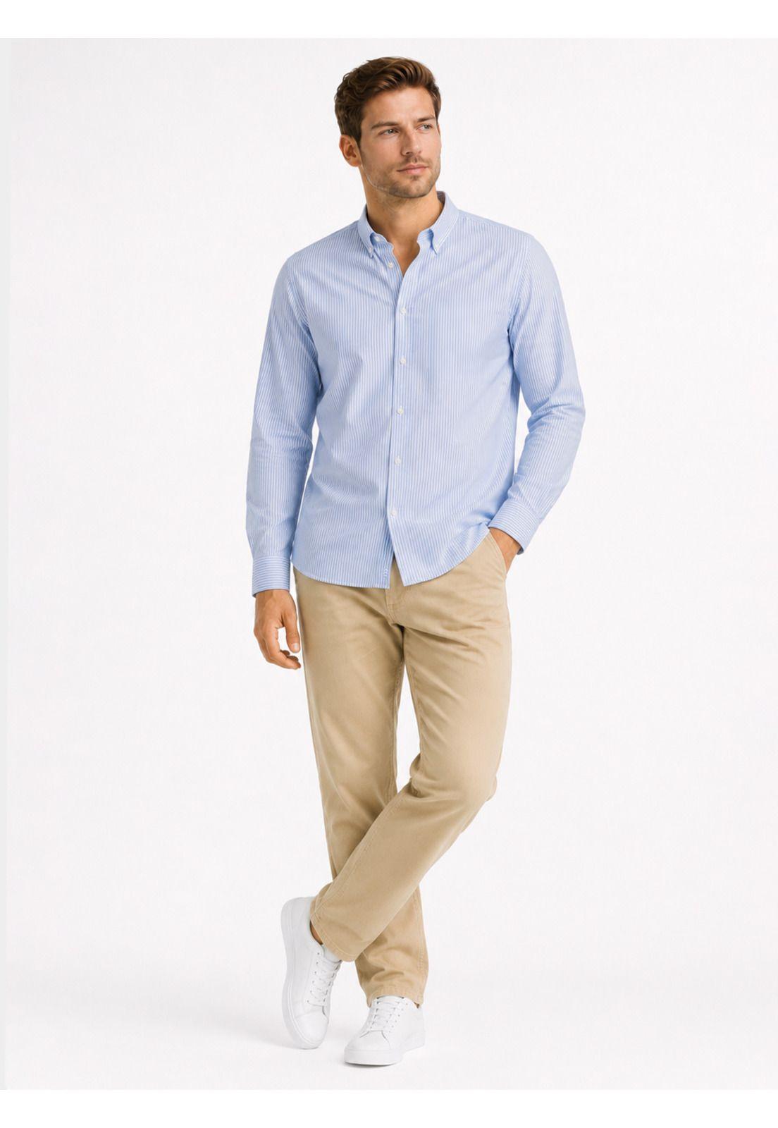 Camisa A Rayas Regular Fit Celeste Arrow CM34012CE-3