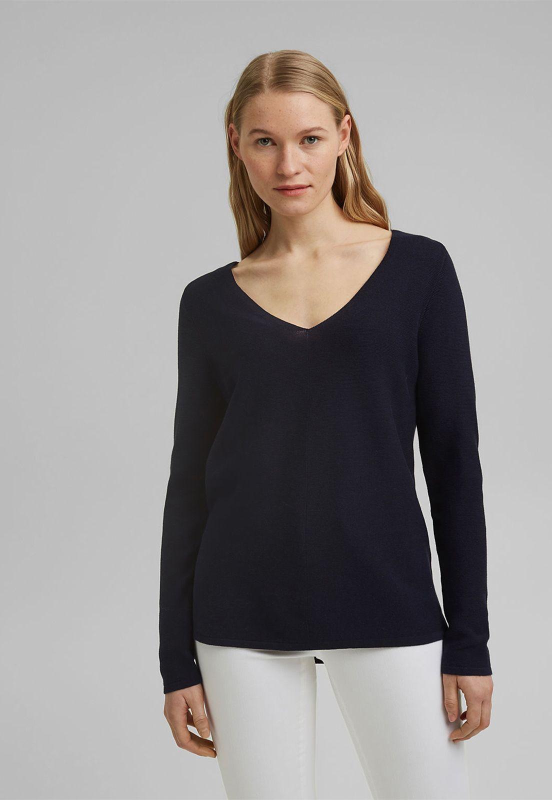 Sweater Mujer Cuello V De Algodón Ecológico Esprit-0
