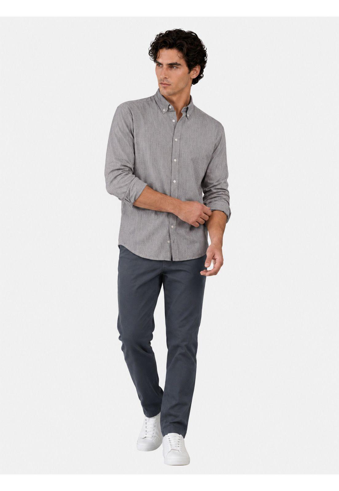 Camisa A Rayas Regular Fit Gris Arrow CM34031GR-2