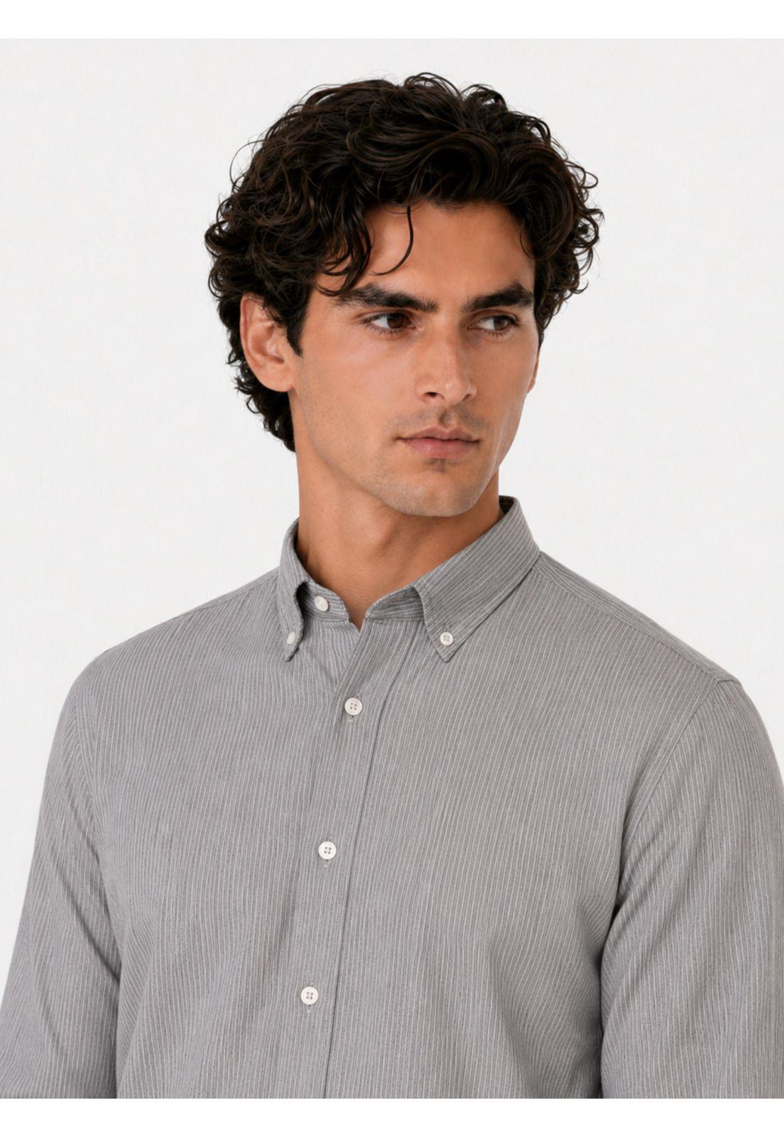 Camisa A Rayas Regular Fit Gris Arrow CM34031GR-3