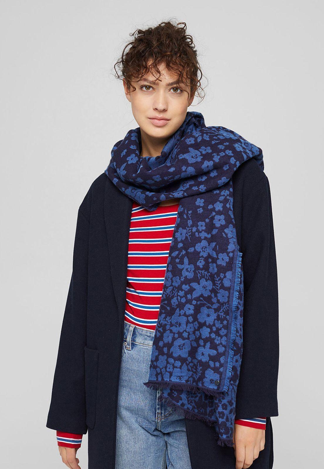 Pañuelo Estampado De Lenzing™ Ecovero™ Esprit Azul marino-2
