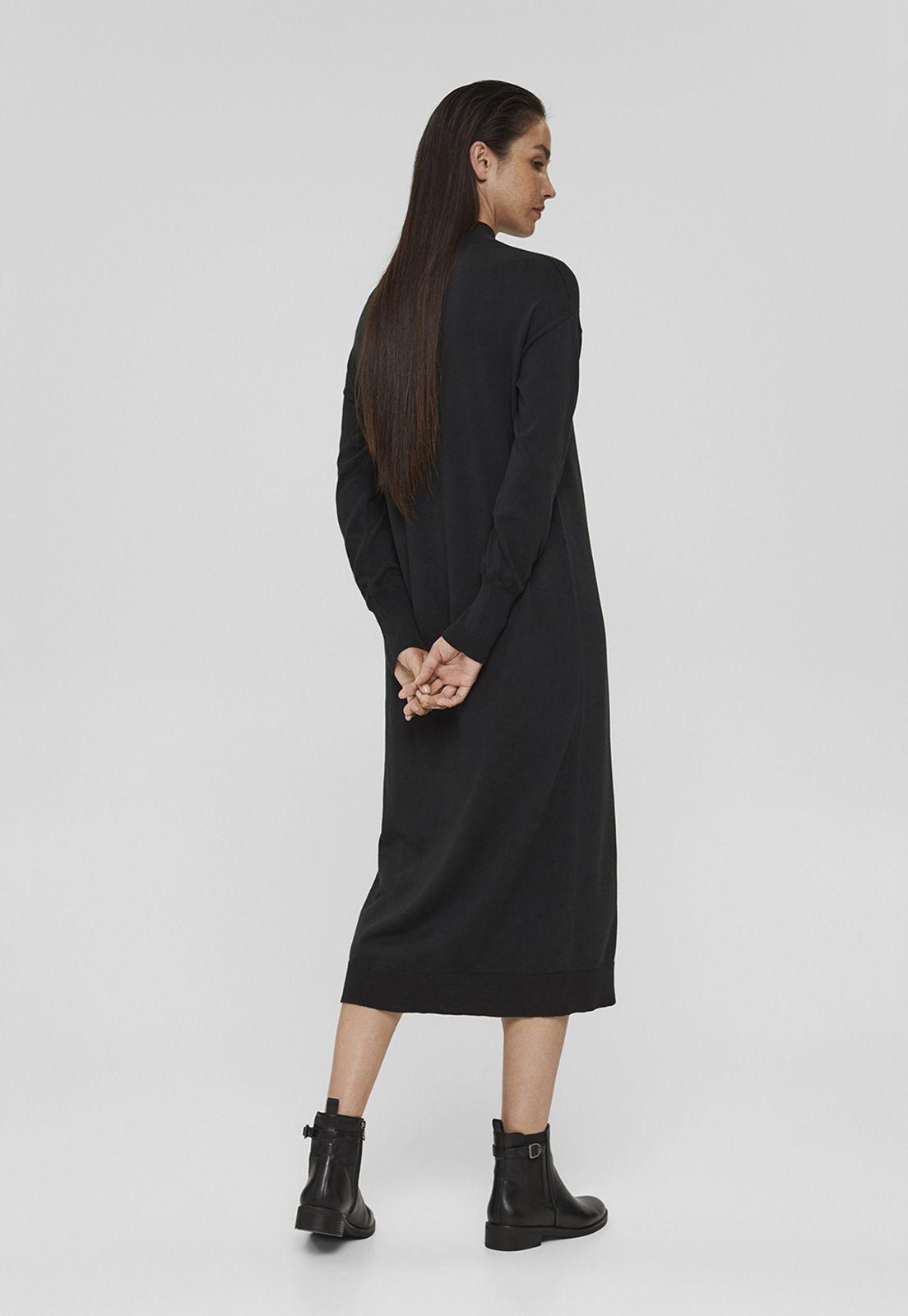 Vestido Midi Manga Larga Liso Esprit-1