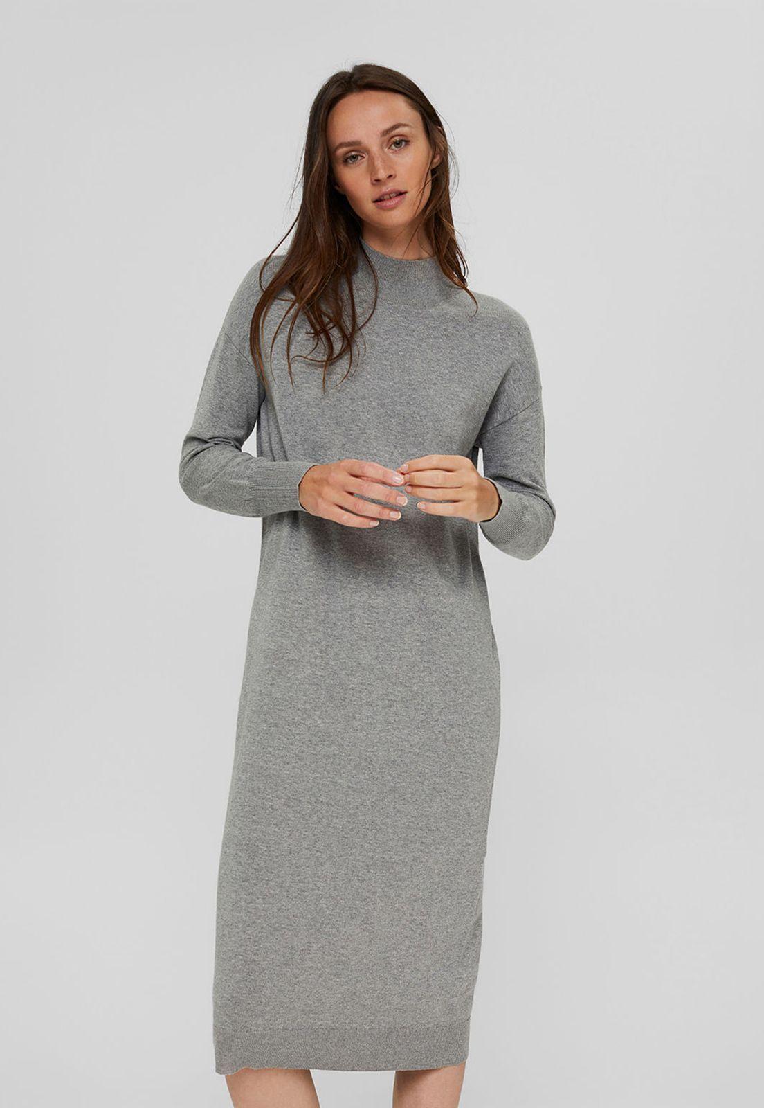 Vestido Midi Manga Larga Liso Esprit-0
