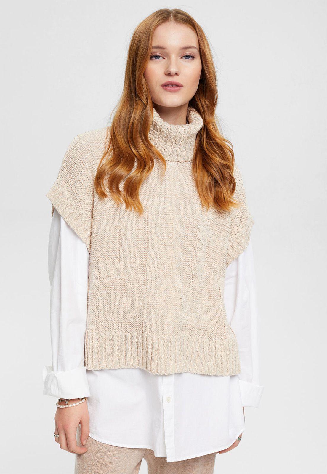 Sweater Sin Mangas Punto Grueso Mujer Esprit-0