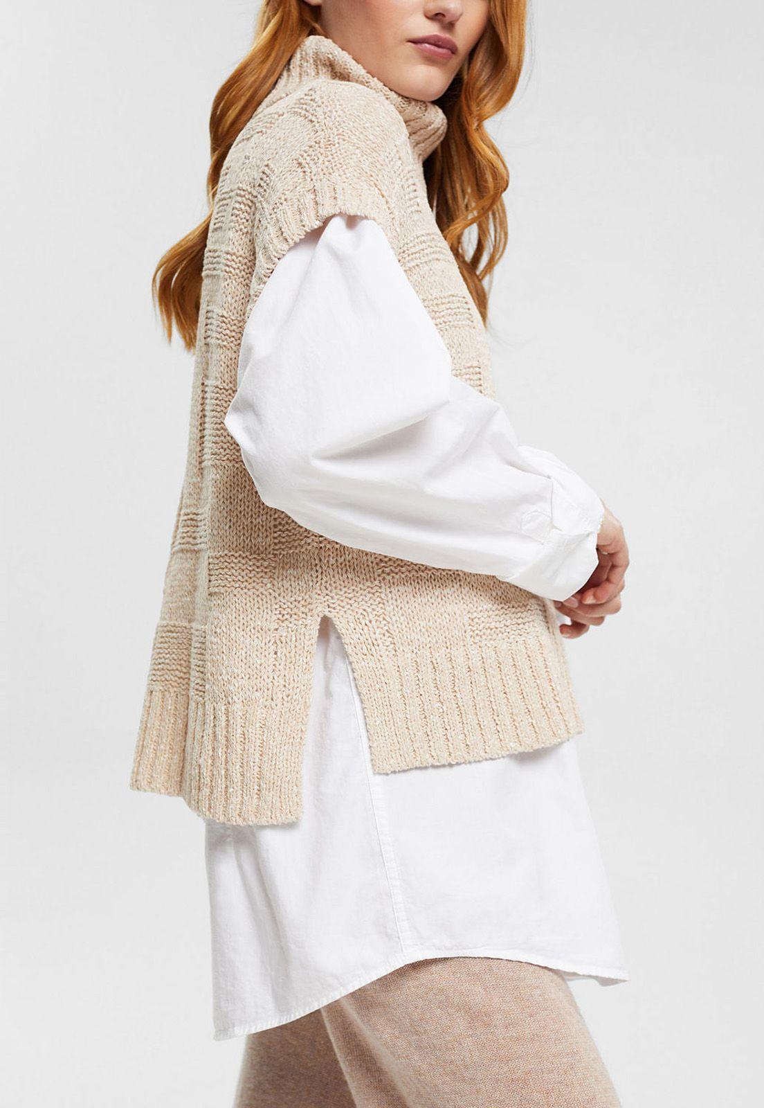 Sweater Sin Mangas Punto Grueso Mujer Esprit-2