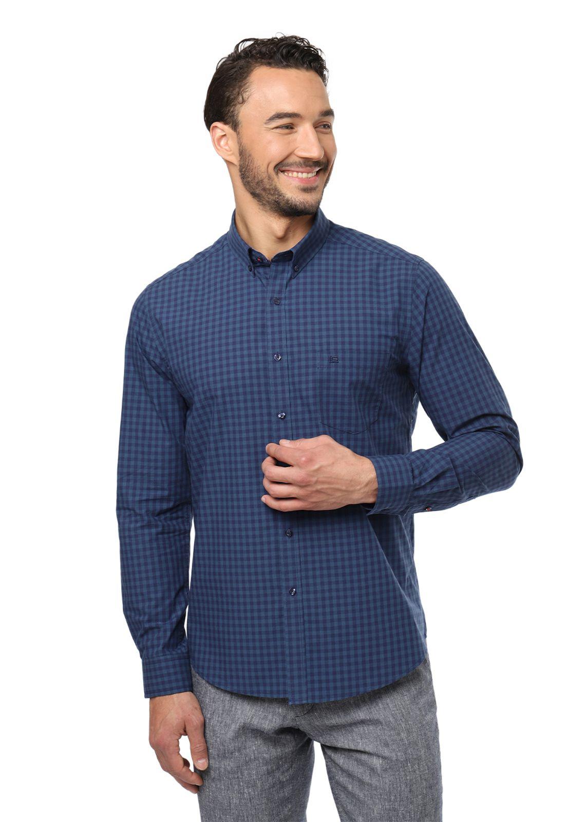 Camisa Casual Azul Marino-0
