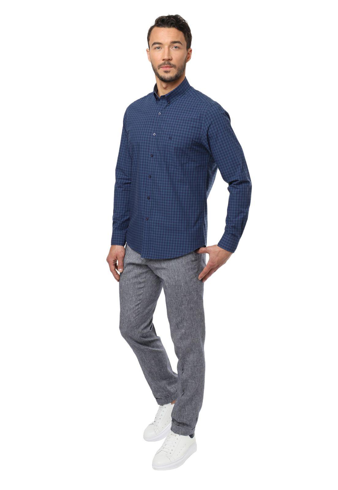 Camisa Casual Azul Marino-3