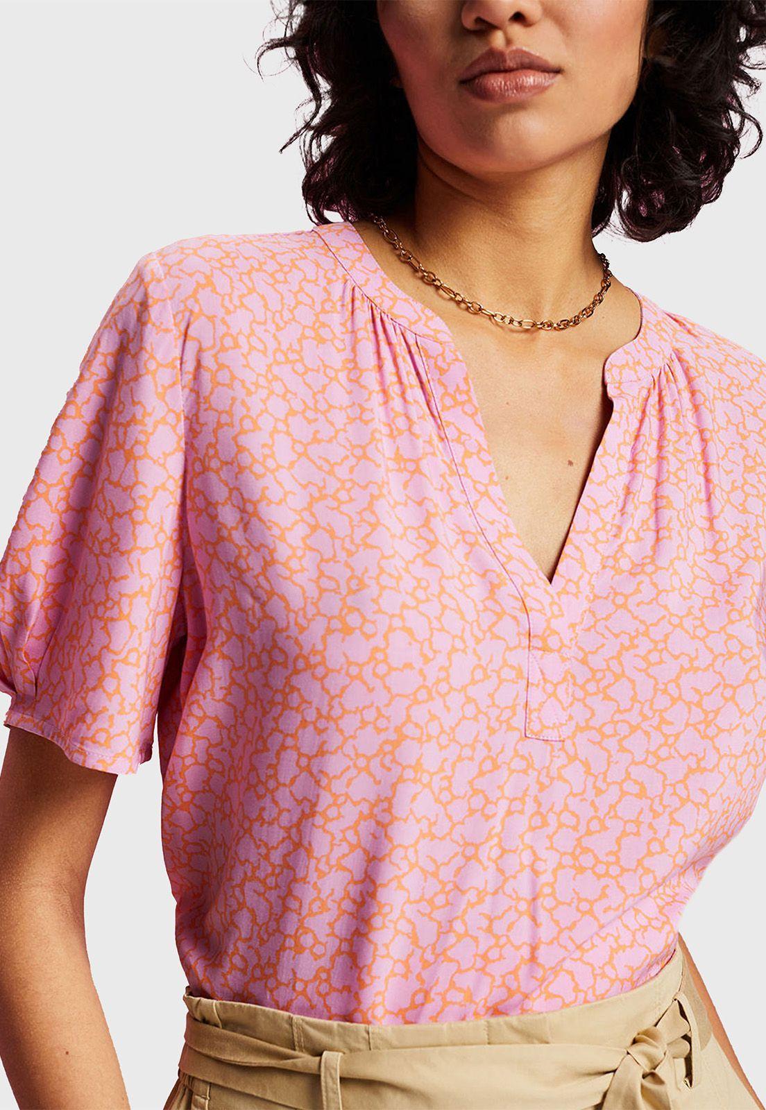 Blusa Estampado Floral Y Cuello V Mujer Esprit-2