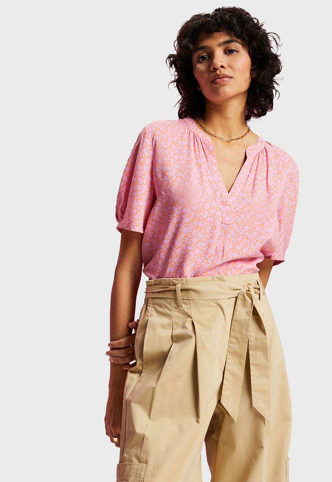 Blusa Estampado Floral Y Cuello V Mujer Esprit-0