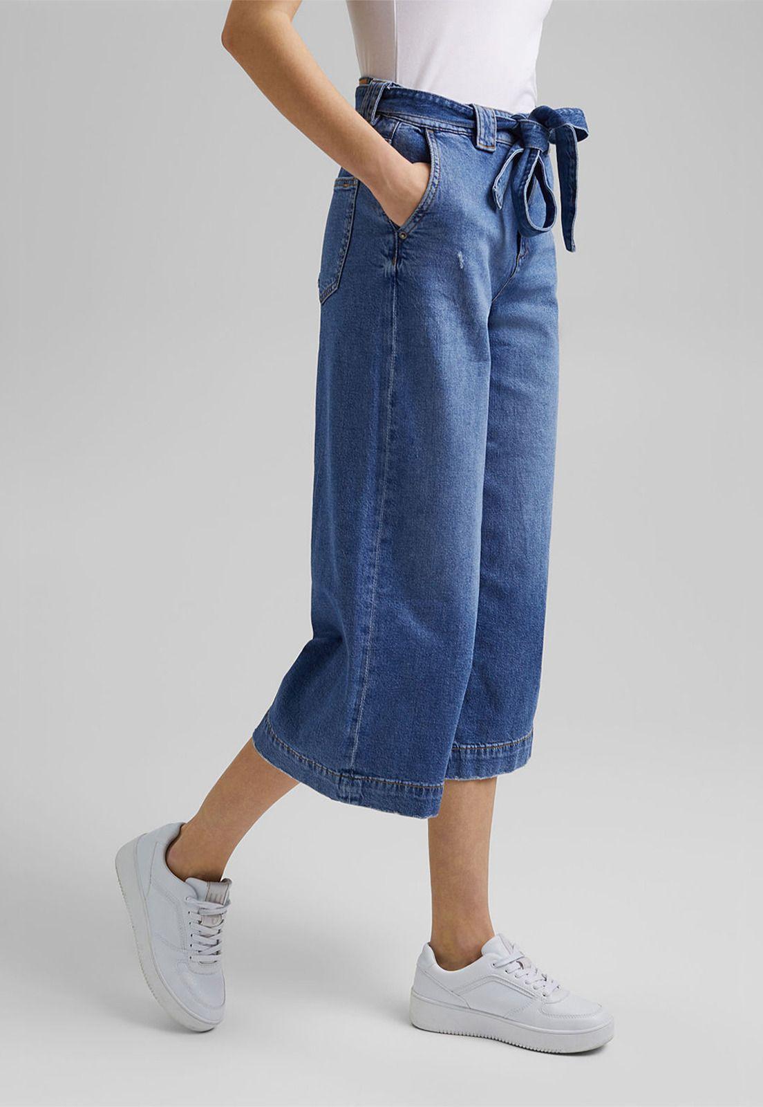 Jeans Mujer Culotte En Algodón Ecológico Esprit-0