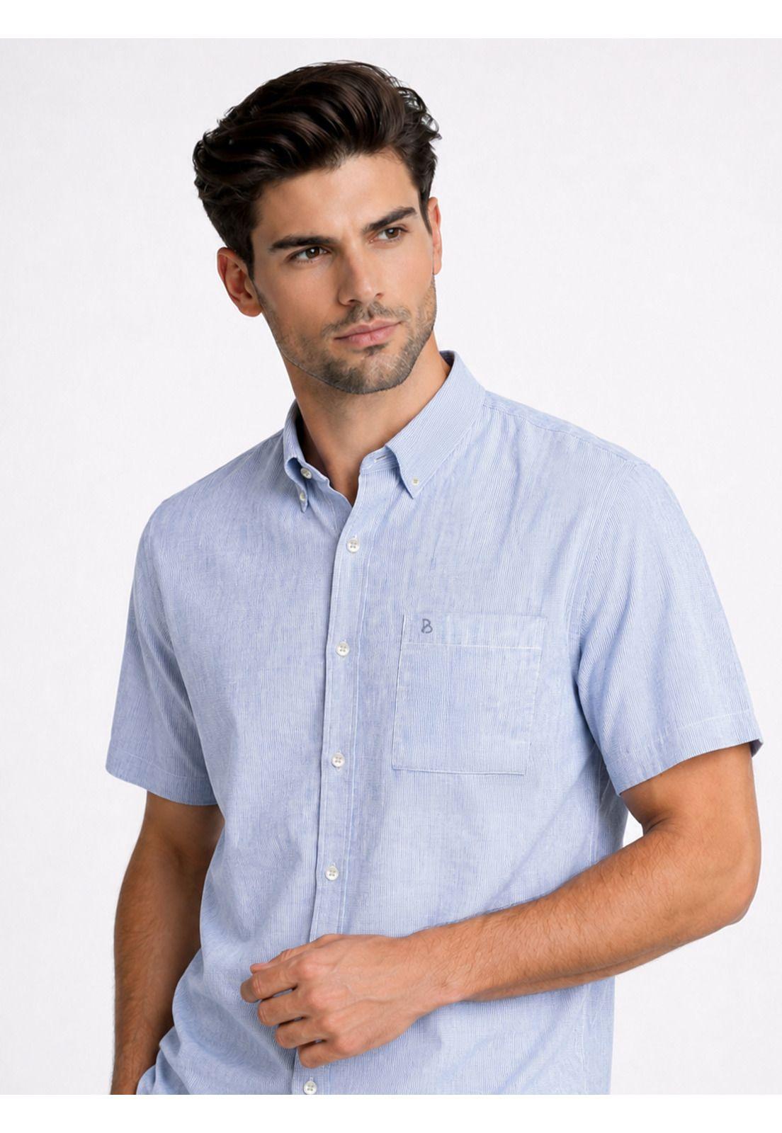 Camisa Lino-Algodón Regular Fit Azul Piero Butti PBDVF63AZ-2