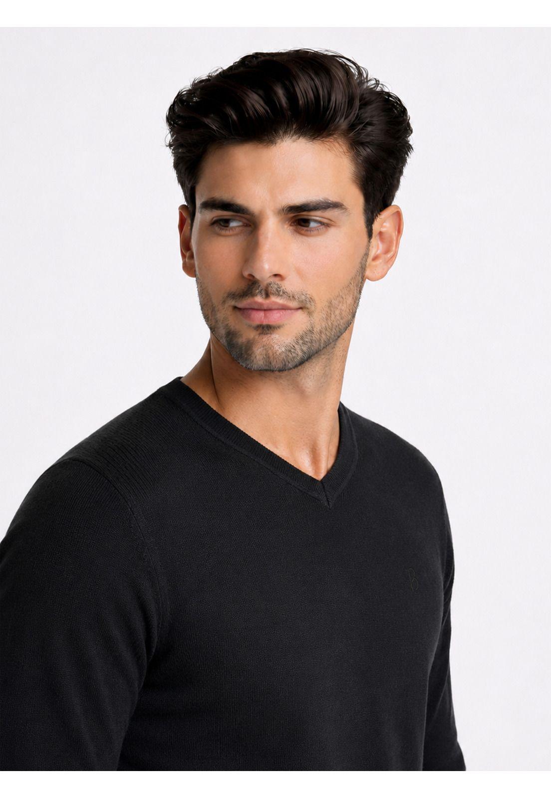 Sweater Cuello V Regular Fit Negro Piero Butti PBDVI20NE-2