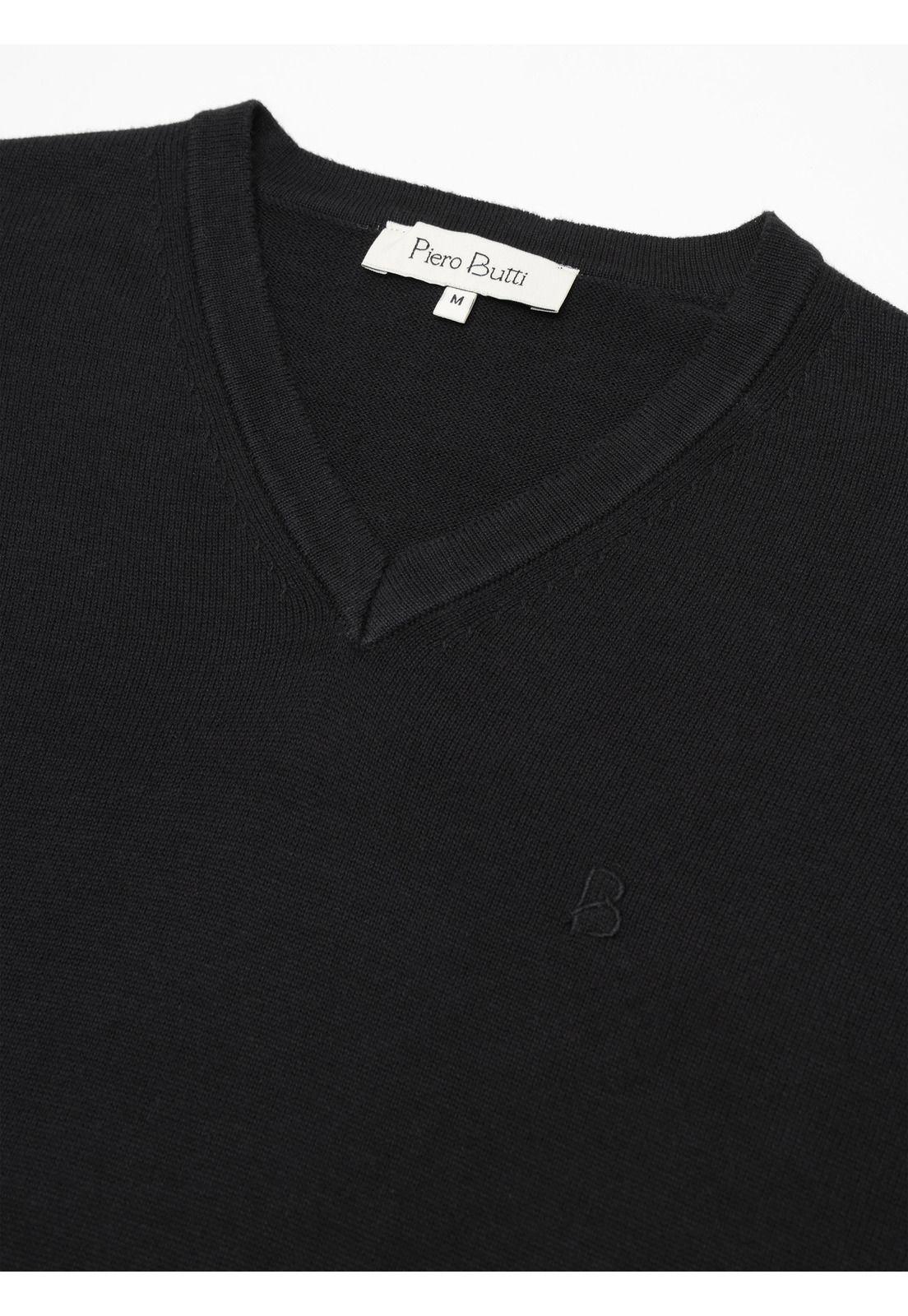 Sweater Cuello V Regular Fit Negro Piero Butti PBDVI20NE-4