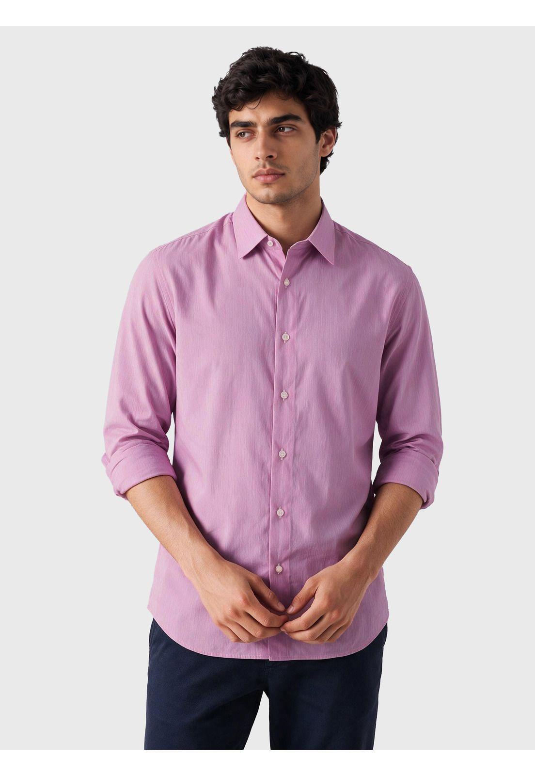 Camisa Lisa Spandex Slim Fit Fucsia Arrow CMI3411FU-0