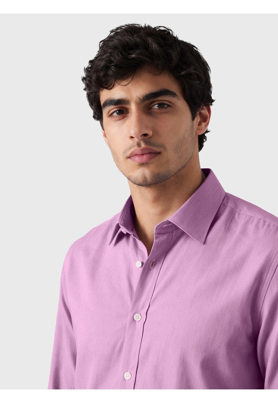 Camisa Lisa Spandex Slim Fit Fucsia Arrow CMI3411FU-2