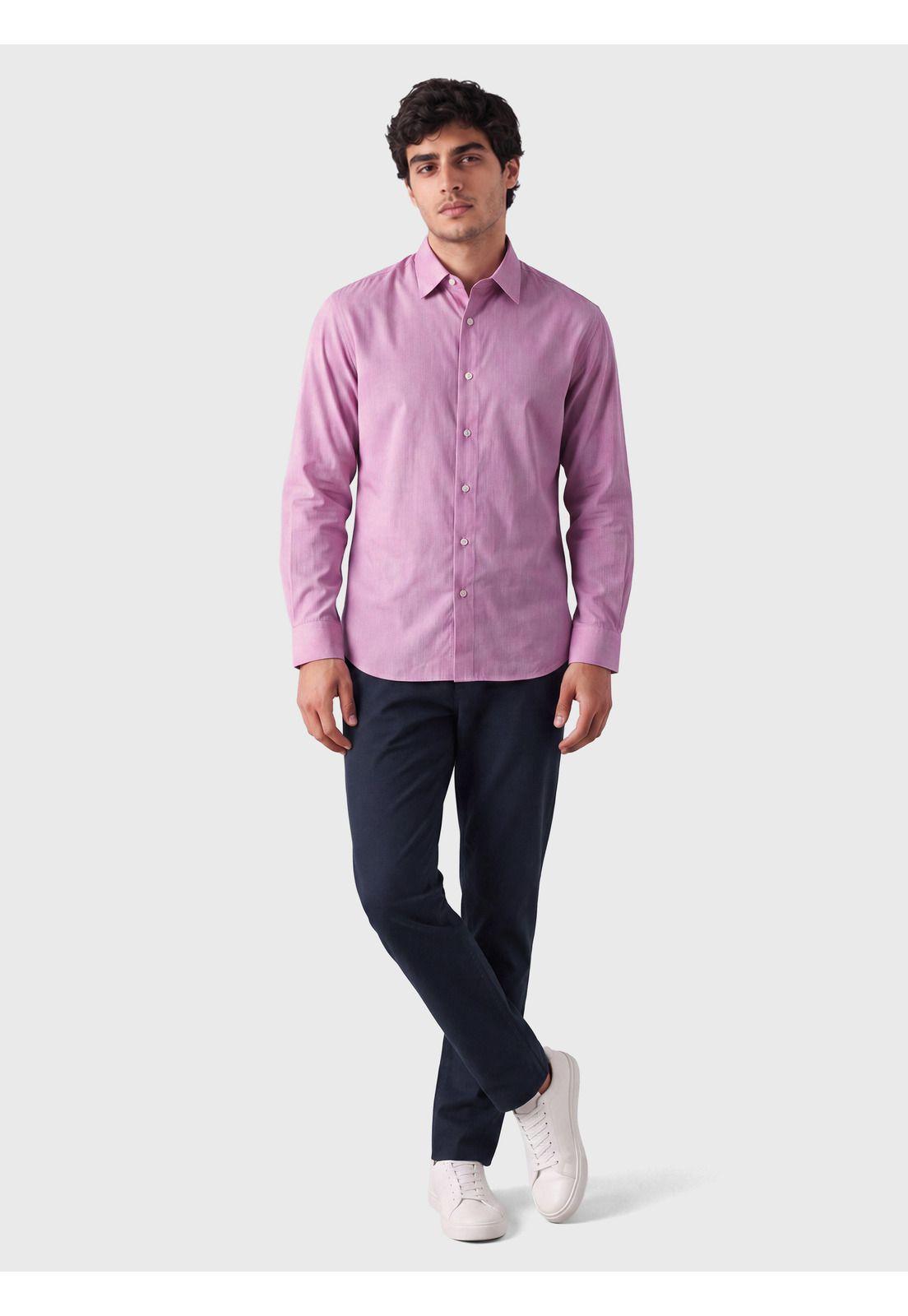 Camisa Lisa Spandex Slim Fit Fucsia Arrow CMI3411FU-3