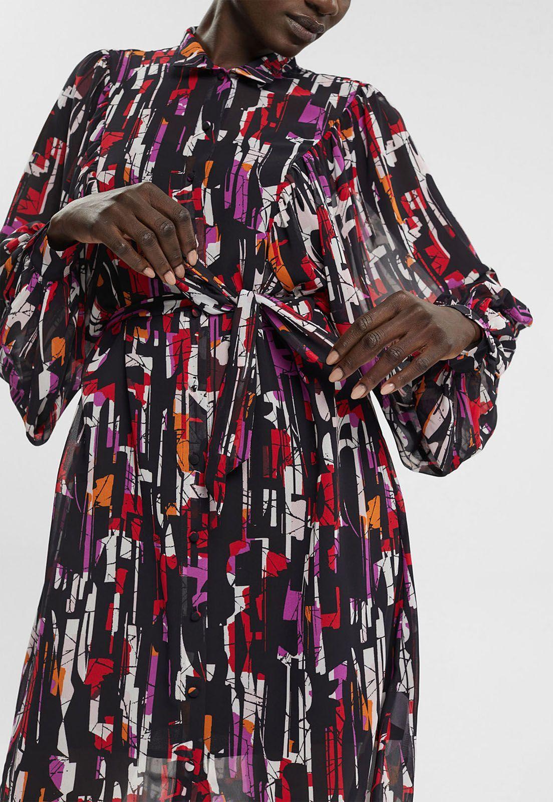 Vestido De Gasa Estampado Mujer Esprit-2