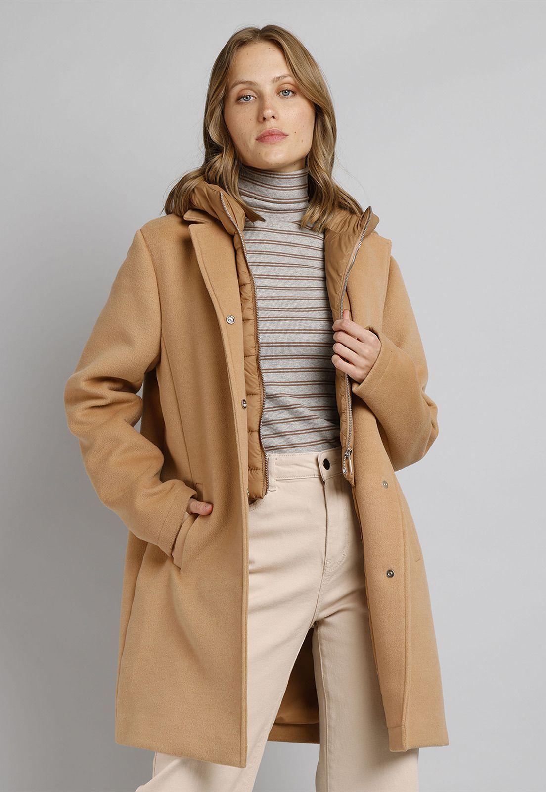 Abrigo de Paño con capucha desmontable Mujer Esprit C000867-0
