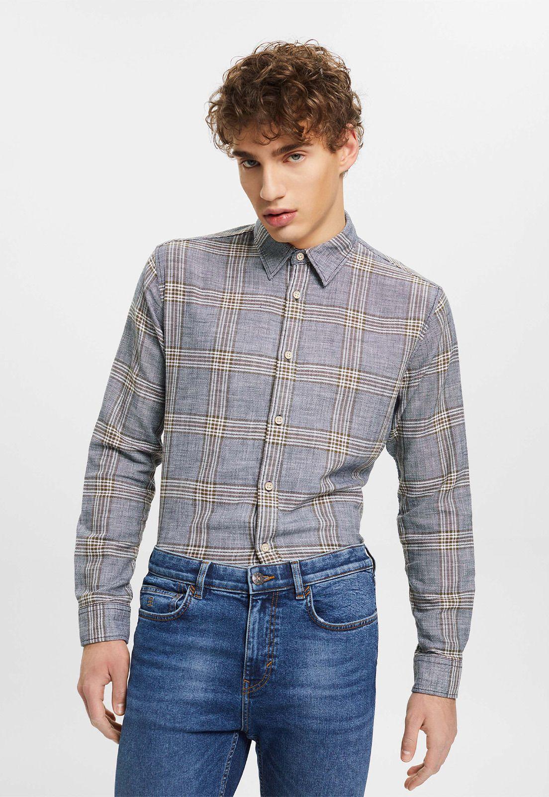 Camisa Manga Larga A Cuadros Hombre Esprit 073CC2F302-2