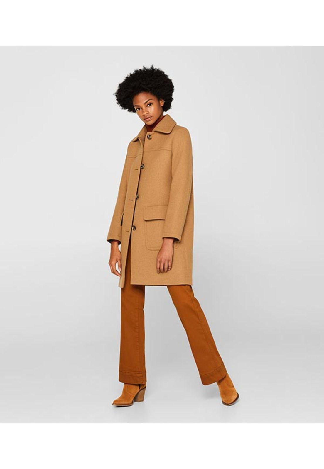 Con lana: abrigo con cuello de solapas-0