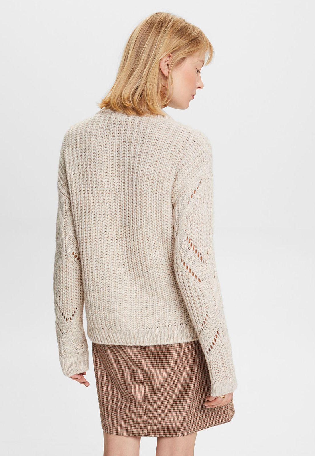 Sweater de punto abierto y cuello redondo Mujer Esprit-1