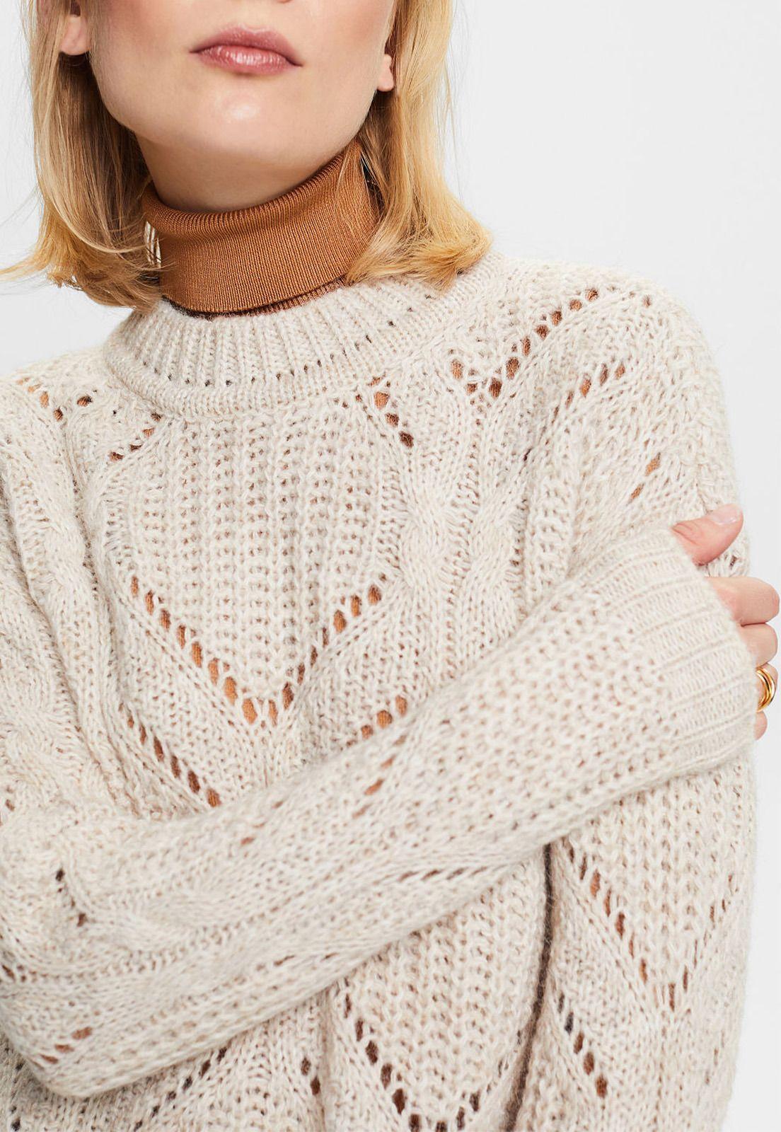 Sweater de punto abierto y cuello redondo Mujer Esprit-2