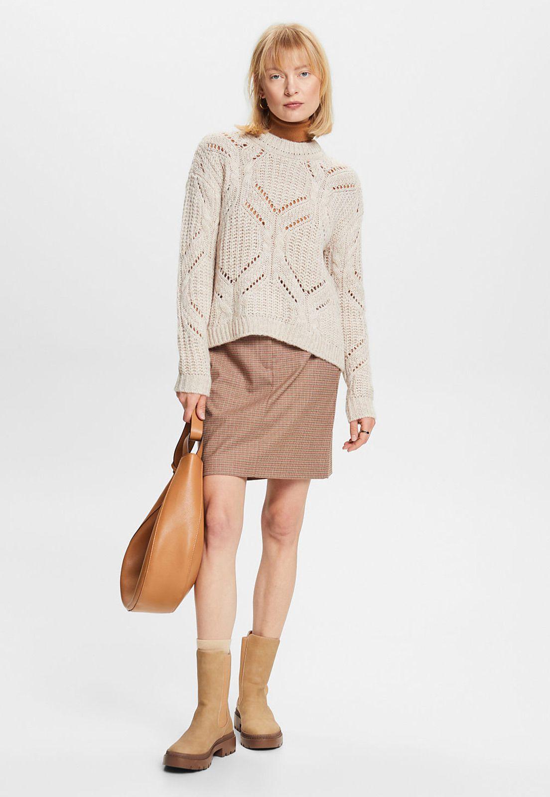 Sweater de punto abierto y cuello redondo Mujer Esprit-3