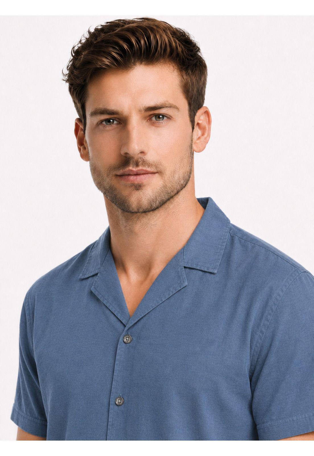 Camisa Lyocell Lino Regular Fit Azul Arrow CM34061AL-2